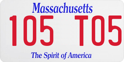 MA license plate 105TO5