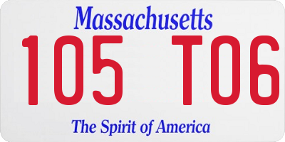 MA license plate 105TO6