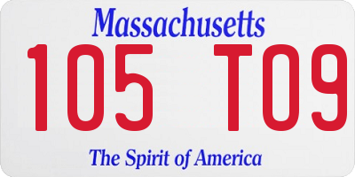 MA license plate 105TO9