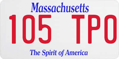 MA license plate 105TP0