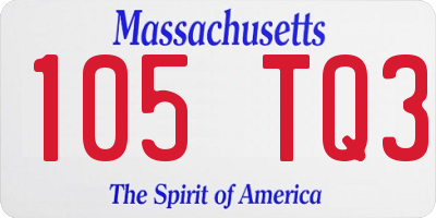 MA license plate 105TQ3