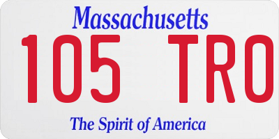 MA license plate 105TR0