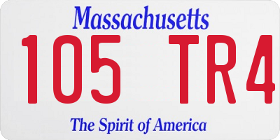 MA license plate 105TR4