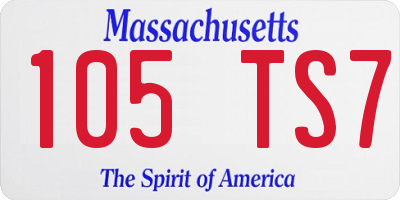 MA license plate 105TS7