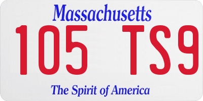 MA license plate 105TS9