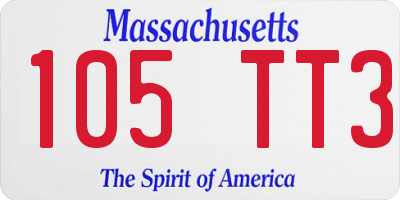 MA license plate 105TT3