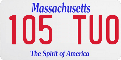 MA license plate 105TU0