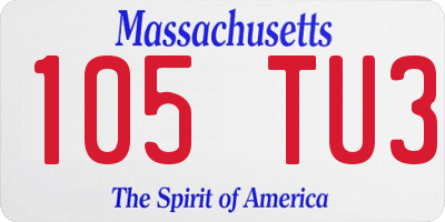 MA license plate 105TU3