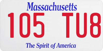 MA license plate 105TU8