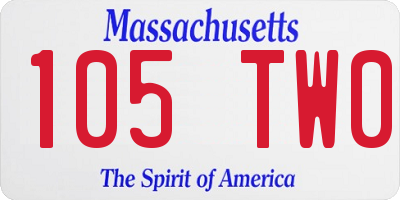 MA license plate 105TW0