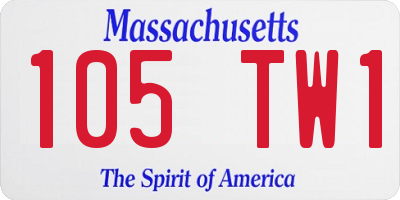MA license plate 105TW1