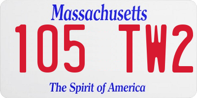 MA license plate 105TW2