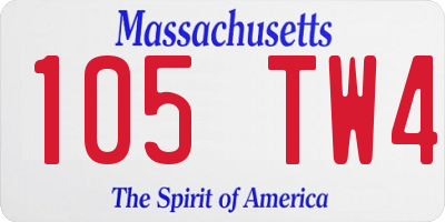 MA license plate 105TW4
