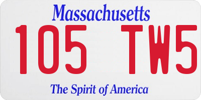 MA license plate 105TW5
