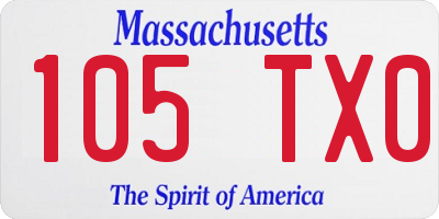 MA license plate 105TX0