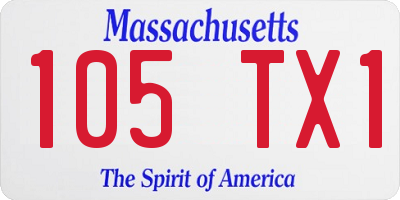 MA license plate 105TX1