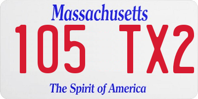 MA license plate 105TX2