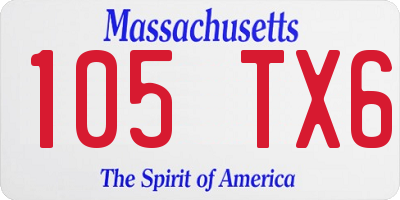 MA license plate 105TX6