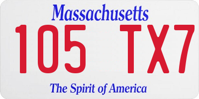 MA license plate 105TX7