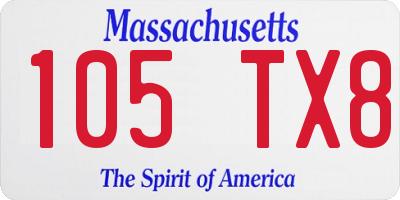 MA license plate 105TX8