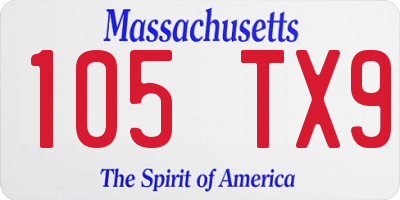 MA license plate 105TX9