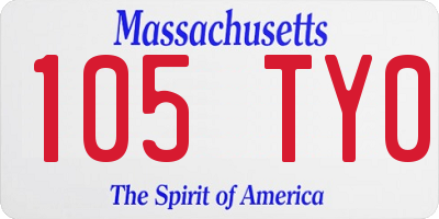 MA license plate 105TY0
