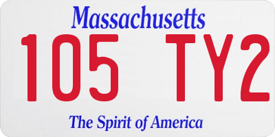 MA license plate 105TY2