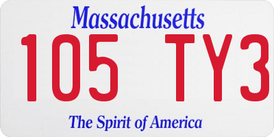 MA license plate 105TY3