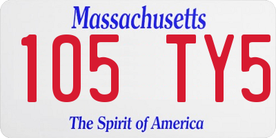 MA license plate 105TY5