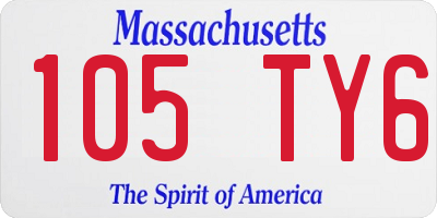 MA license plate 105TY6