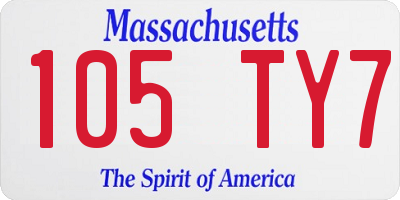 MA license plate 105TY7