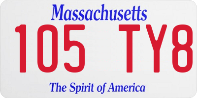 MA license plate 105TY8