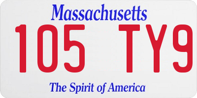 MA license plate 105TY9