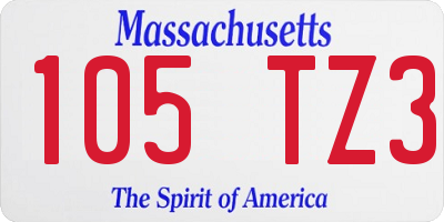 MA license plate 105TZ3