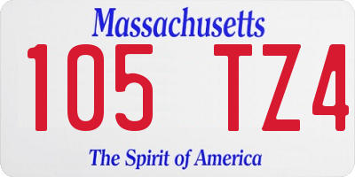 MA license plate 105TZ4