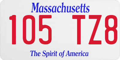 MA license plate 105TZ8