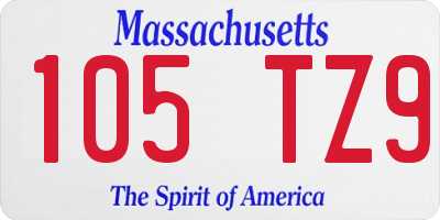 MA license plate 105TZ9
