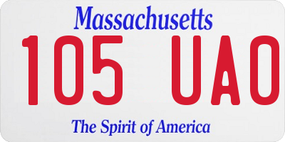 MA license plate 105UA0
