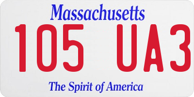 MA license plate 105UA3