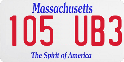 MA license plate 105UB3