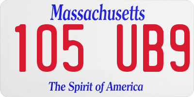 MA license plate 105UB9