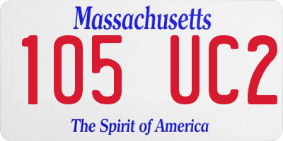 MA license plate 105UC2