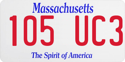 MA license plate 105UC3