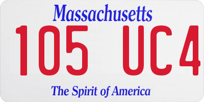 MA license plate 105UC4