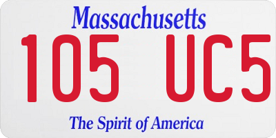 MA license plate 105UC5