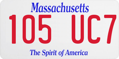 MA license plate 105UC7
