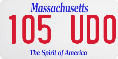 MA license plate 105UD0