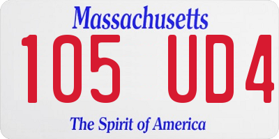 MA license plate 105UD4