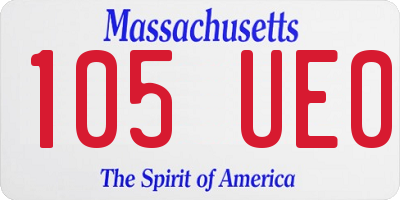 MA license plate 105UE0