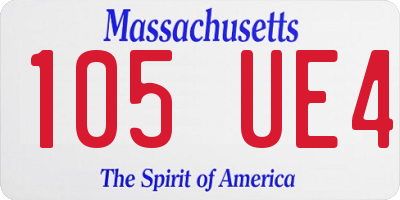MA license plate 105UE4